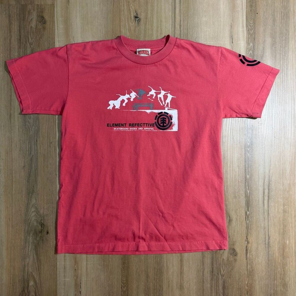 Vintage Element Skateboard Shirt Red Sz S Y2K Skate Tee Grunge Old School Alt